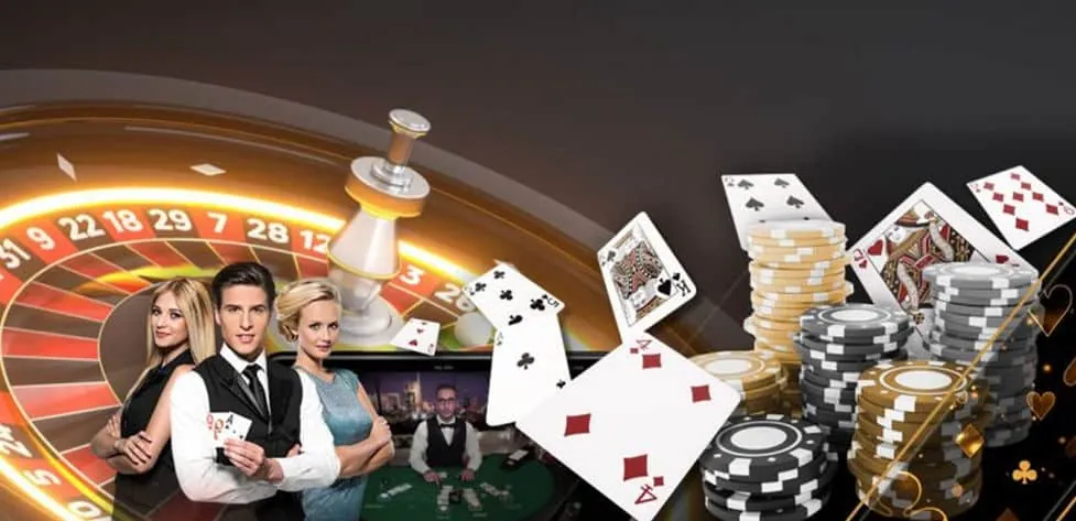 Welcome bonus banner with poker chips and golden coins